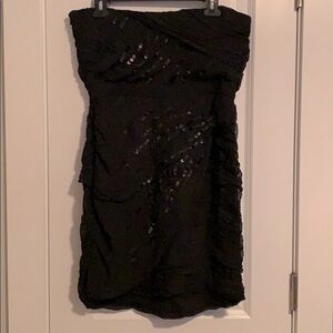 Diane von Fustenburg Designer Black strapless sequin cocktail dress